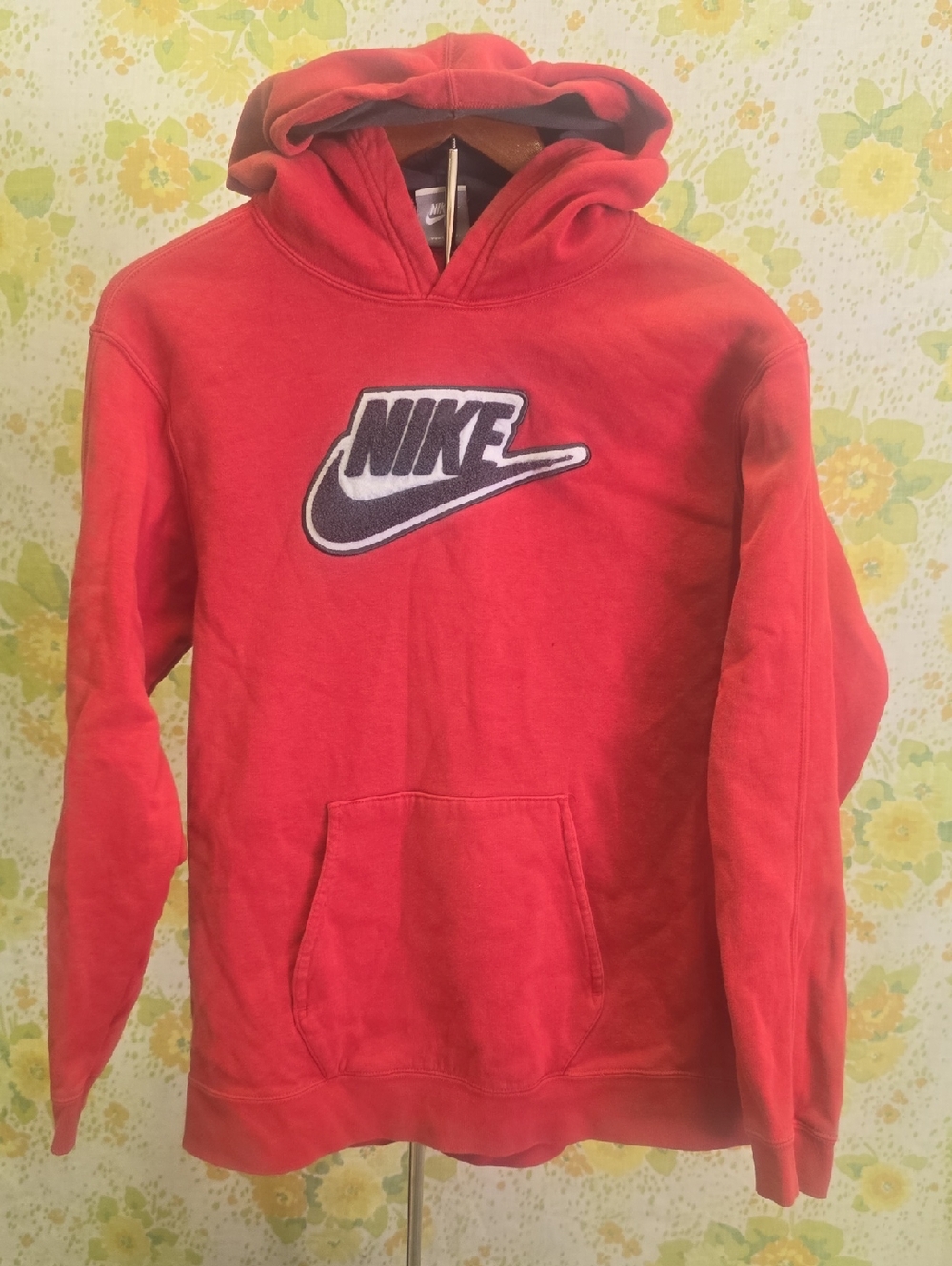Boys Nike Red Hoodie with Black & White Logo